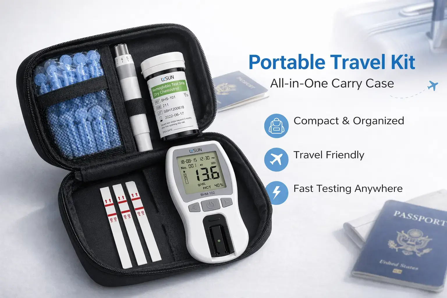 Portable Hemoglobin HCT Monitor for Travel and Wellness